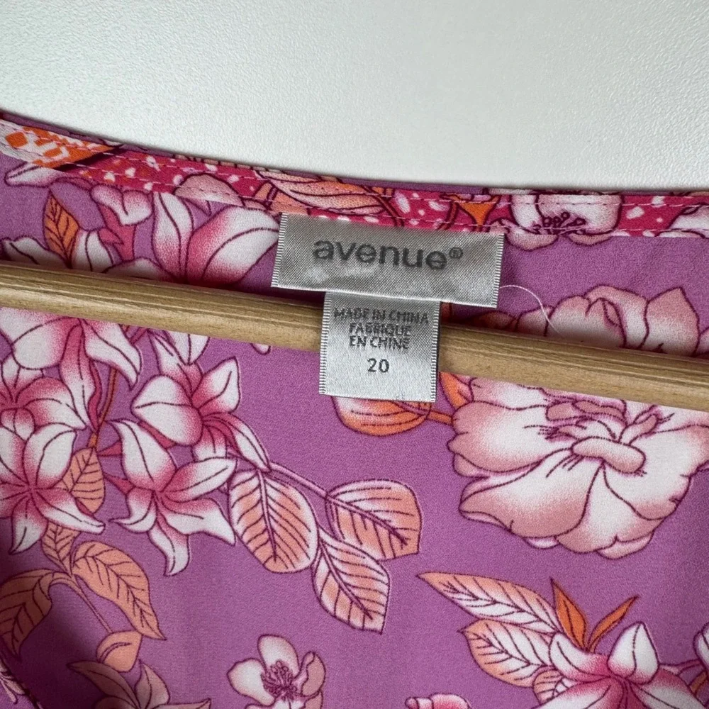 Avenue Floral Tunic Top Size 20 Kaftan Lace Up Lightweight Vacation Resort Flowy - Picture 7 of 10